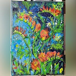 Original acrylic painting of Crocosmia flowers